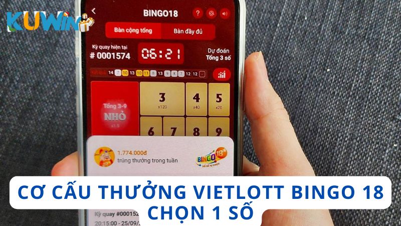 Cơ cấu giải thưởng cho cách chơi cộng tổng của XS Vietlott Bingo 18